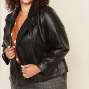 Plus-Size Faux-Leather Moto Jacket